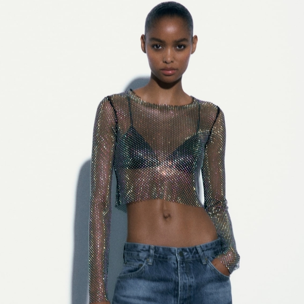 SHIMER MESH CROP TOP OUT OF STOCK ⚠️